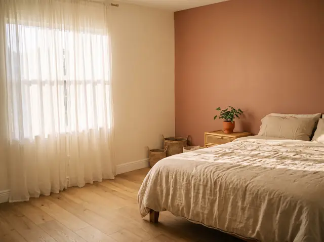 Bright, freshly repainted bedroom